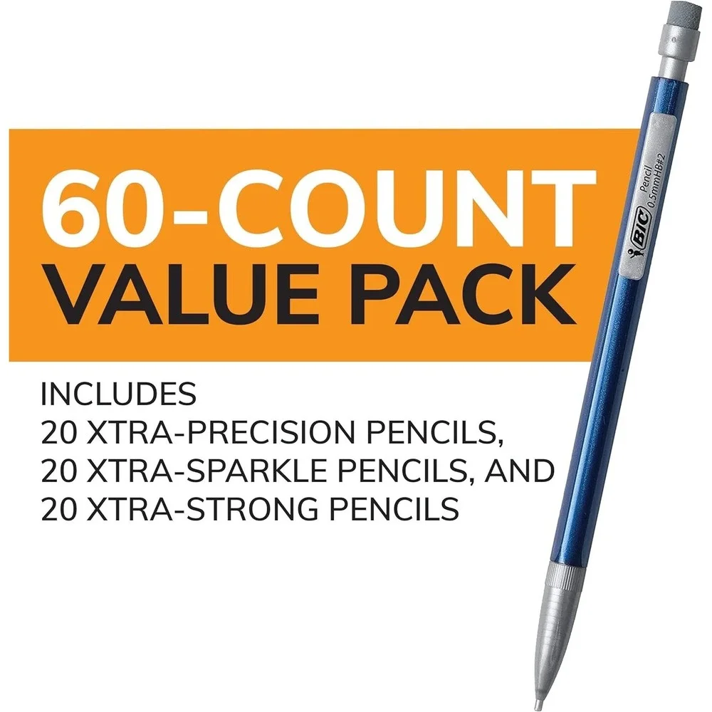 BIC‎ Mechanical Pencil 60ct Variety Pack 0.5mm/0.7mm/0.9mm Office School Supply